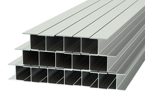 steel rolled metal H-beam isolated on white background